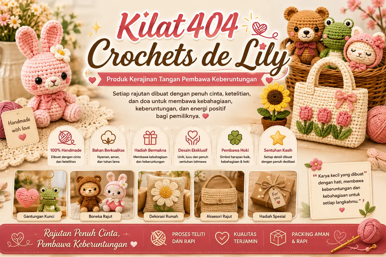 banner Kilat404 Crochets de Lily: Produk Kerajinan Tangan Pembawa Keberuntungan